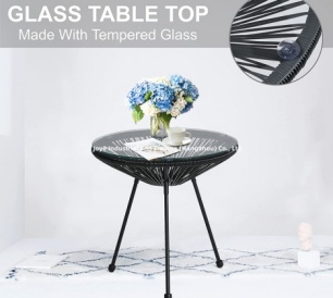 3pcs Steel Rattan Moon Chair Set
