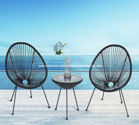 3pcs Steel Rattan Moon Chair Set