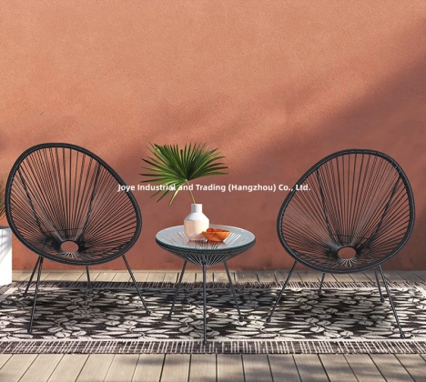 3pcs Steel Rattan Moon Chair Set