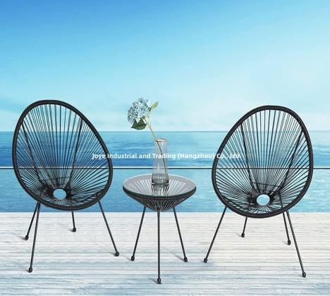 3pcs Steel Rattan Moon Chair Set