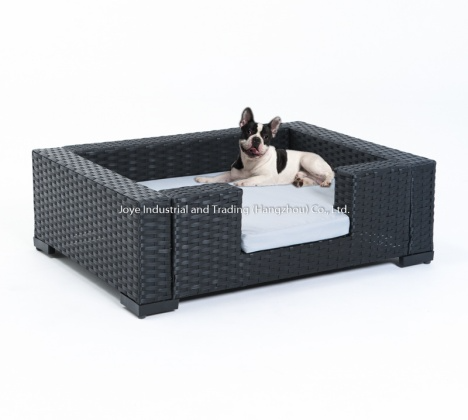 Rectangular Steel Frame Wicker Weaving Pet Bed