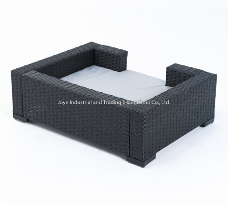 Rectangular Steel Frame Wicker Weaving Pet Bed