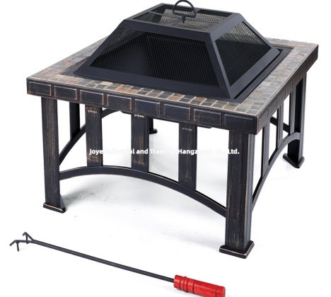 Mosaic Top Steel Square Fire Pit