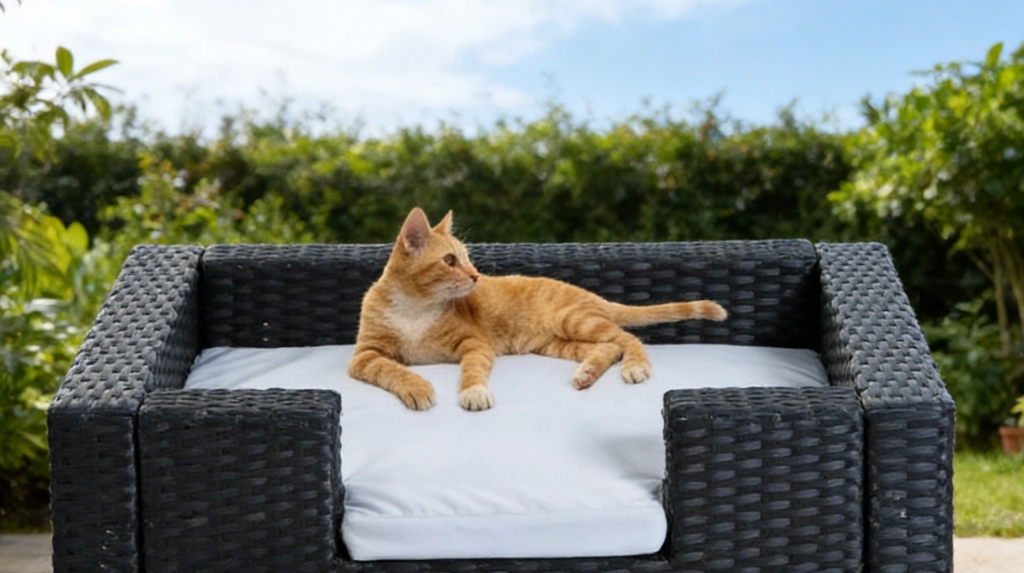 Rectangular Steel Frame Wicker Weaving Pet Bed