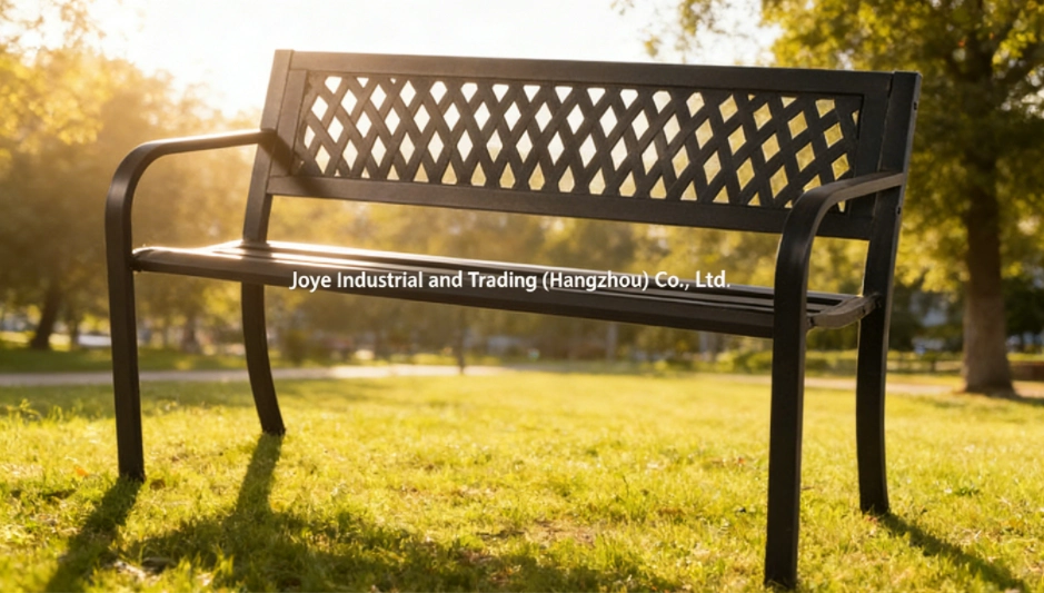 Outdoor Steel Garden Bench With Resin Back