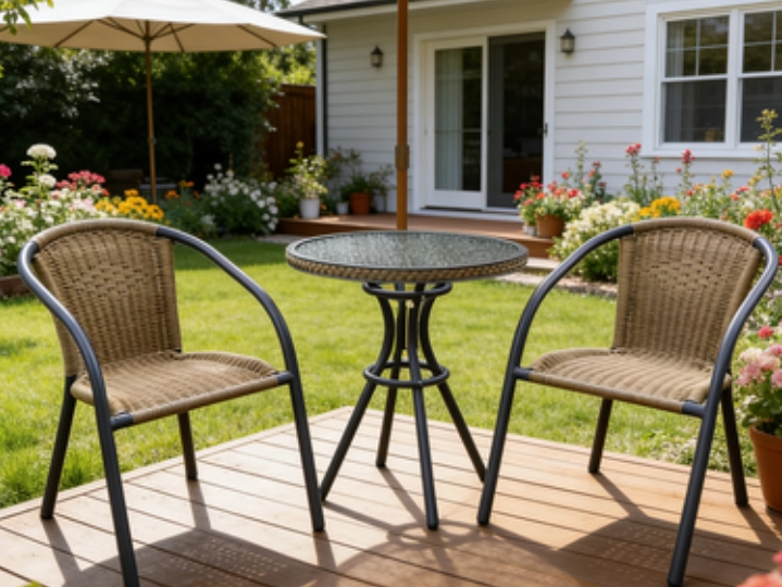 3pcs Rattan Chair and Coffee Table Bistro Set