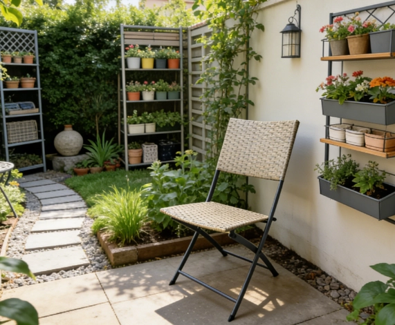 Palma Metal Wicker Folding Garden Chair