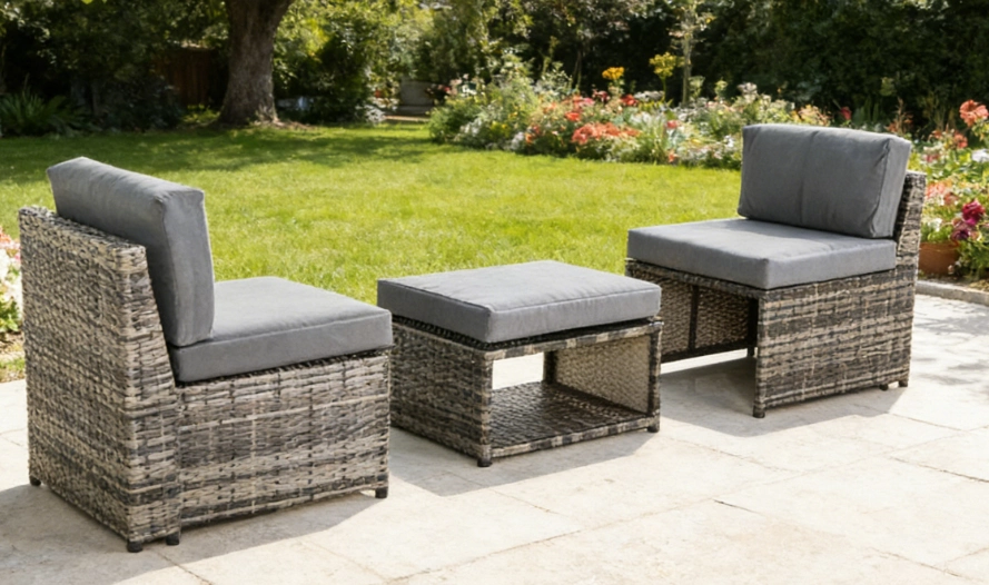 Timra 3pcs Steel Rattan Lounge Set with Cushions