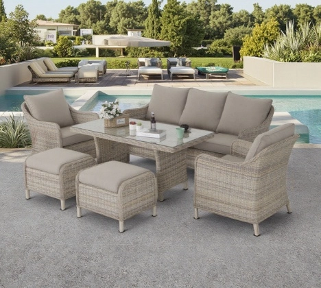 Rattan garden furniture set for summer patio