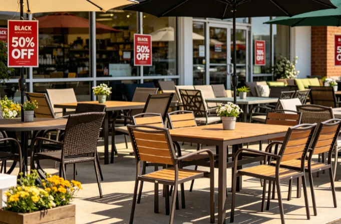 Patio furniture Black Friday sale display