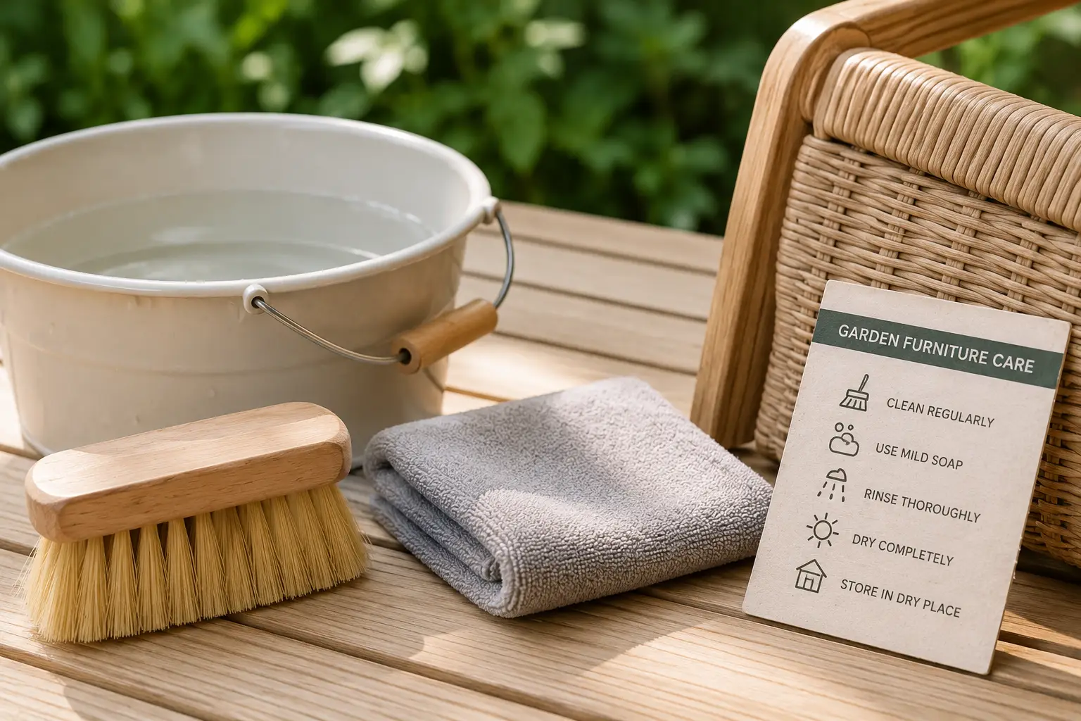 tools used to clean garden furniture